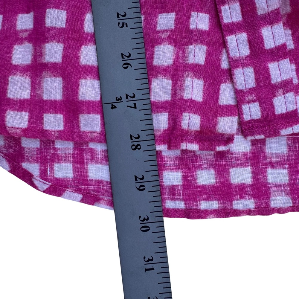 Lands End Button Down Shirt Mens M Pink Excellent 100% Linen Short Sleeve Shirt - Picture 9 of 11